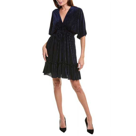 Taylor womens Velvet Burnout Stripe Mini Dress, 8, Blue