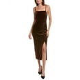 thumbnail image 1 of Taylor womens  Velvet Midi Dress, 4, Brown, 1 of 3