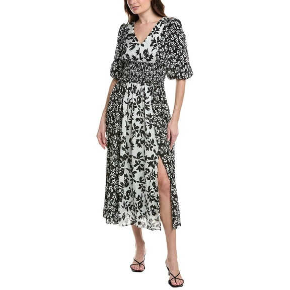 Taylor womens  Yoryu Jacquard Midi Dress, 6, Black