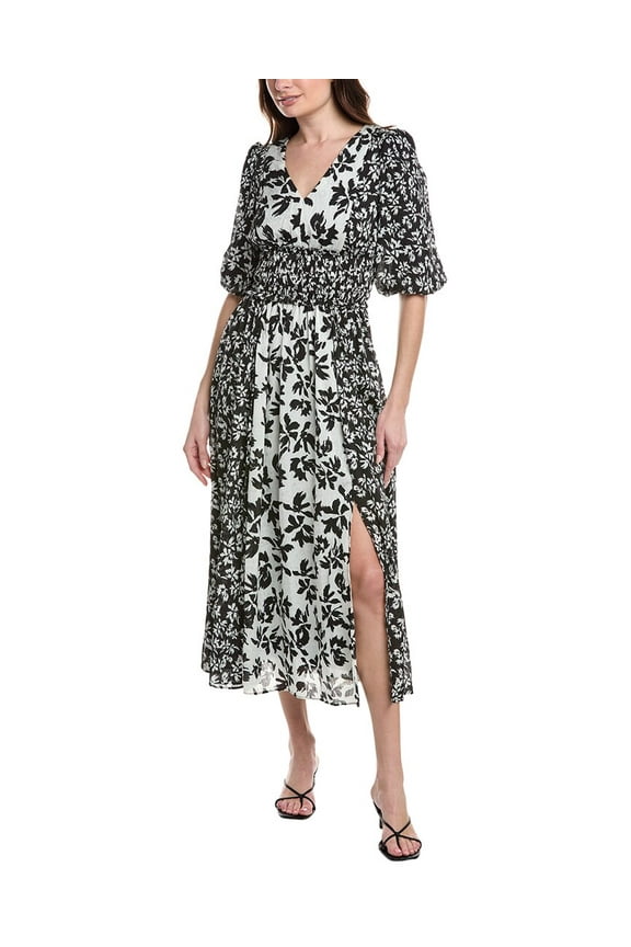 womens  Yoryu Jacquard Midi Dress, 6, Black