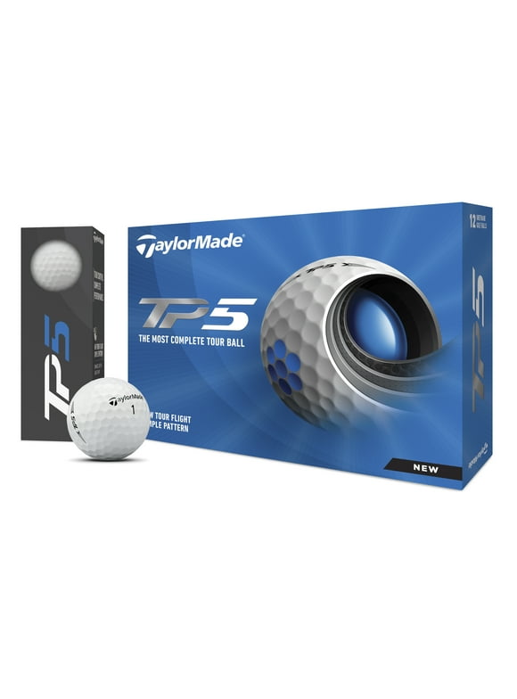 TaylorMade 2021 TP5 Golf Balls, White, 12 Pack