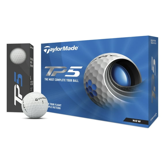 TaylorMade Golf Company 2021 TP5 Adult Tour Golf Balls, White Dimple, 1.4 lb, (12 Pack)