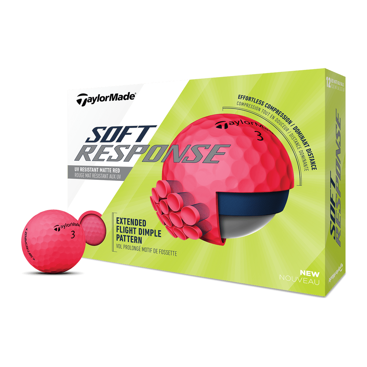 TaylorMade Soft Response Golf Balls, Red, 12 Pack