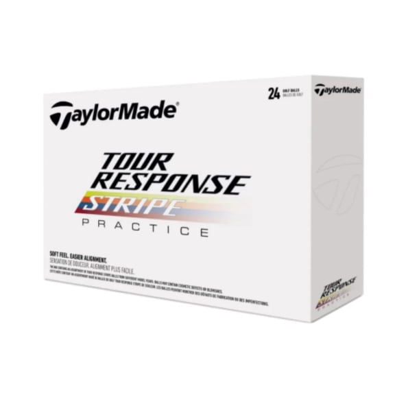 TaylorMade Tour Response Stripe Practice Golf Balls 24-Ball Assorted Colors