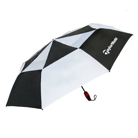 TaylorMade Vortexvent Compact Golf Umbrella, 47 Inch, Black/White