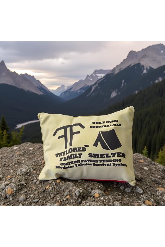 Taylored Family Emergency Shelter Kit Tube Tent (5696) w/ 14 ft Cord + 2 Emergency Blankets (5282.5) + 2 Red Rain Ponchos (39.450) + 20-ga Utility Shell (Matches & Line)