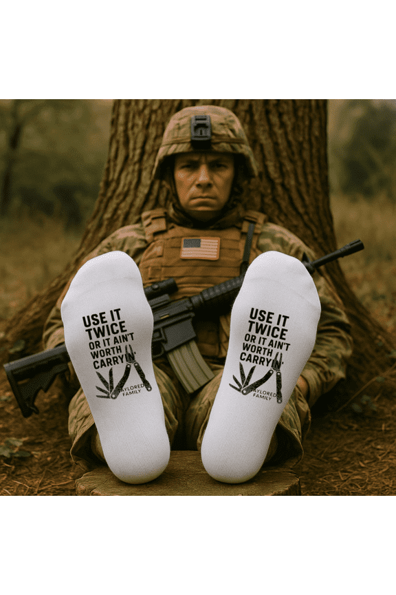 Taylored Family Novelty Crew Socks, Use It Twice, Large