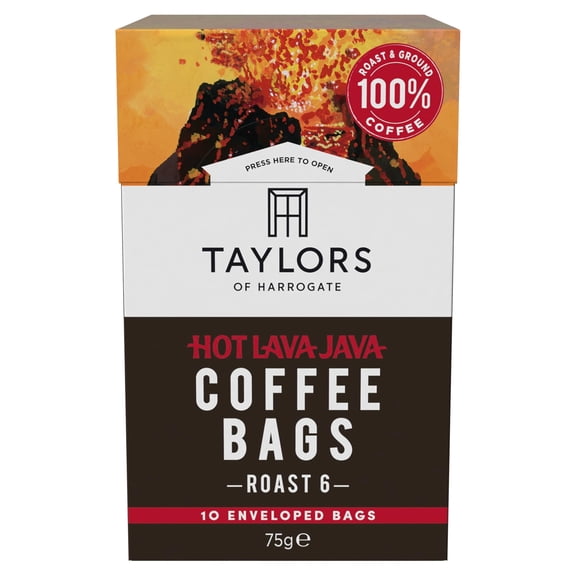 Taylors 10 Hot Lava Java Coffee Bags 75G, Imported from Britain