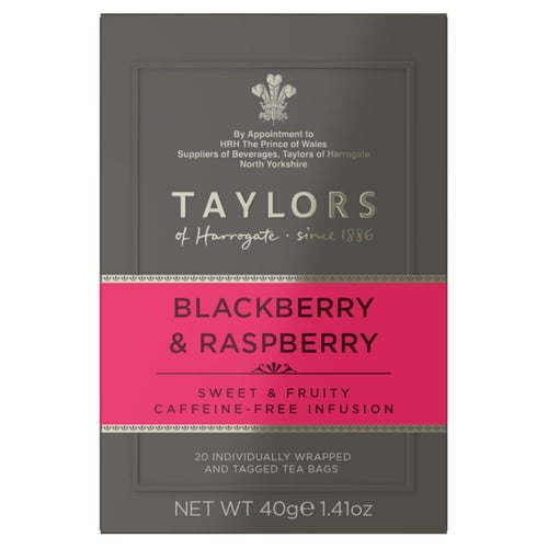 Taylors Blackberry & Raspberry Teabags 20's, British Import (Pack of 3)