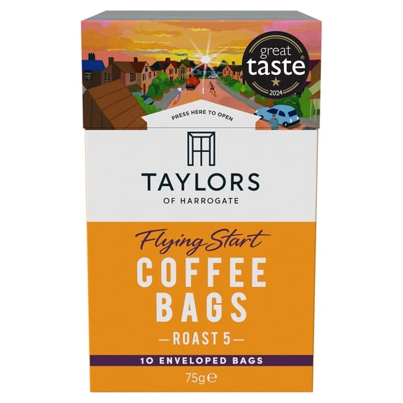 Taylors Flying Start Coffee Bags 10S 75G, Imported from Britain