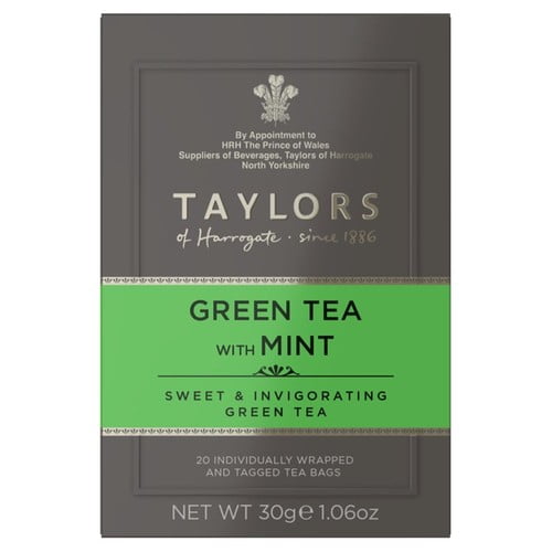 Taylors Green Tea with Mint Teabags 20's, British Import (Pack of 3)