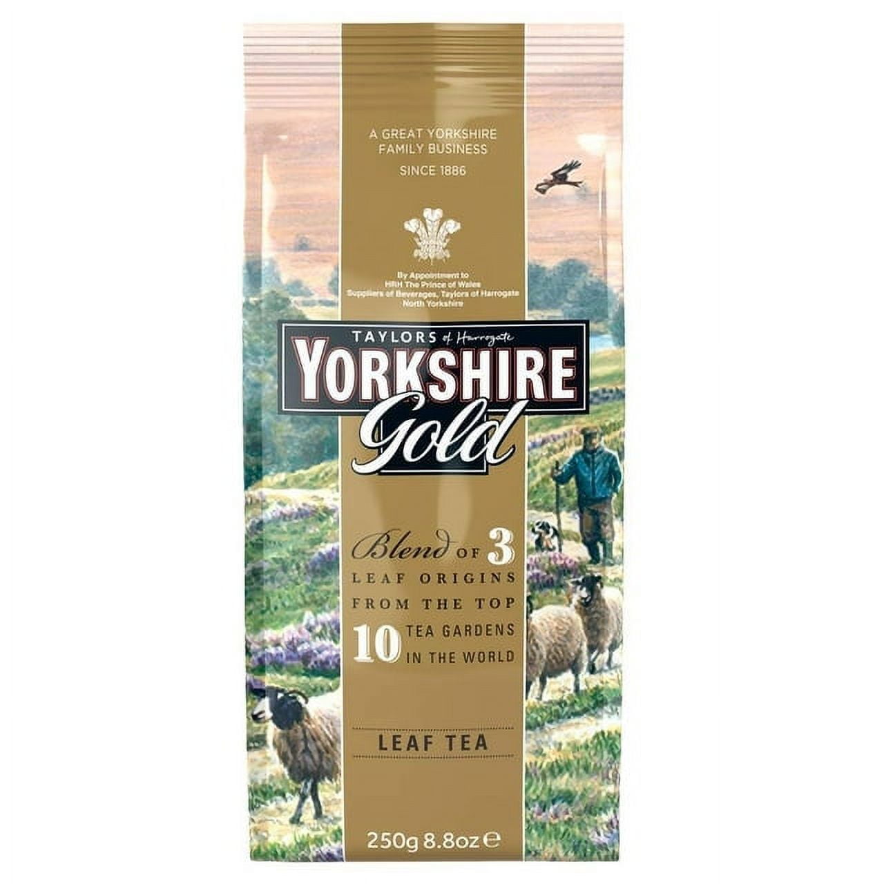 Taylors of Harrogate Yorkshire Gold Loose Leaf - 250g (8.8 oz) - Imported from United Kingdom - Classic Teatime Blend of 3 Leaves from the Best Tea Gardens.