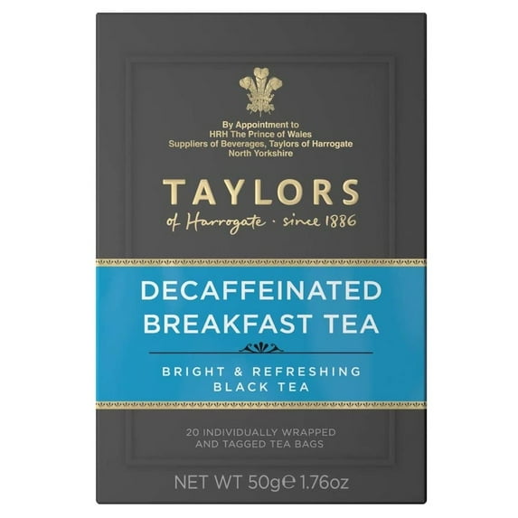 Taylors of Harrogate Decaffeinated Breakfast Black Tea - 20 Teabags (Pack of 6)