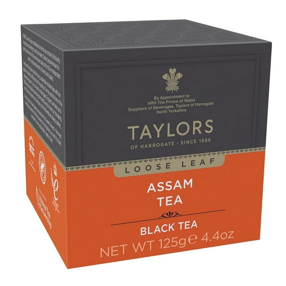 Taylors of Harrogate Pure Assam Black Tea, Loose Leaf, 4.41 Ounce Carton (Pack of 1), Full-bodied, Satisfying & Malty, Caffeinated, Premium Whole Leaf Tea