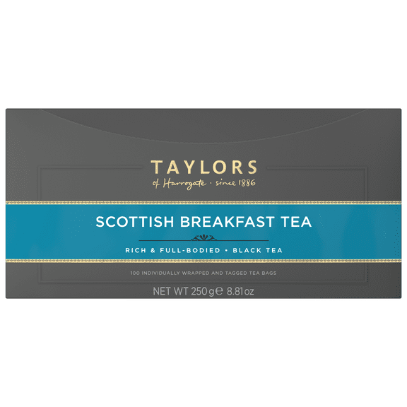 Taylors of Harrogate Scottish Breakfast Black Tea Individually Wrapped Bags, 100 Count (Pack of 1), Strong, Malty & Full, Caffeinated, Enjoy Hot or Iced, 100 Teabags