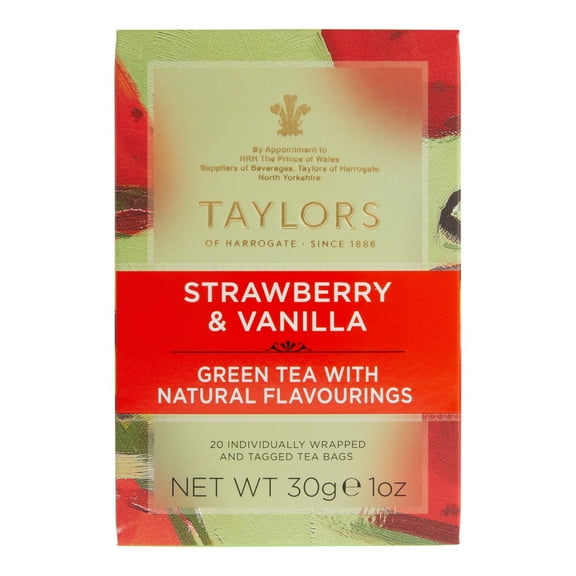 Taylors of Harrogate Strawberry & Vanilla Green Tea 1 oz. Pack of 4