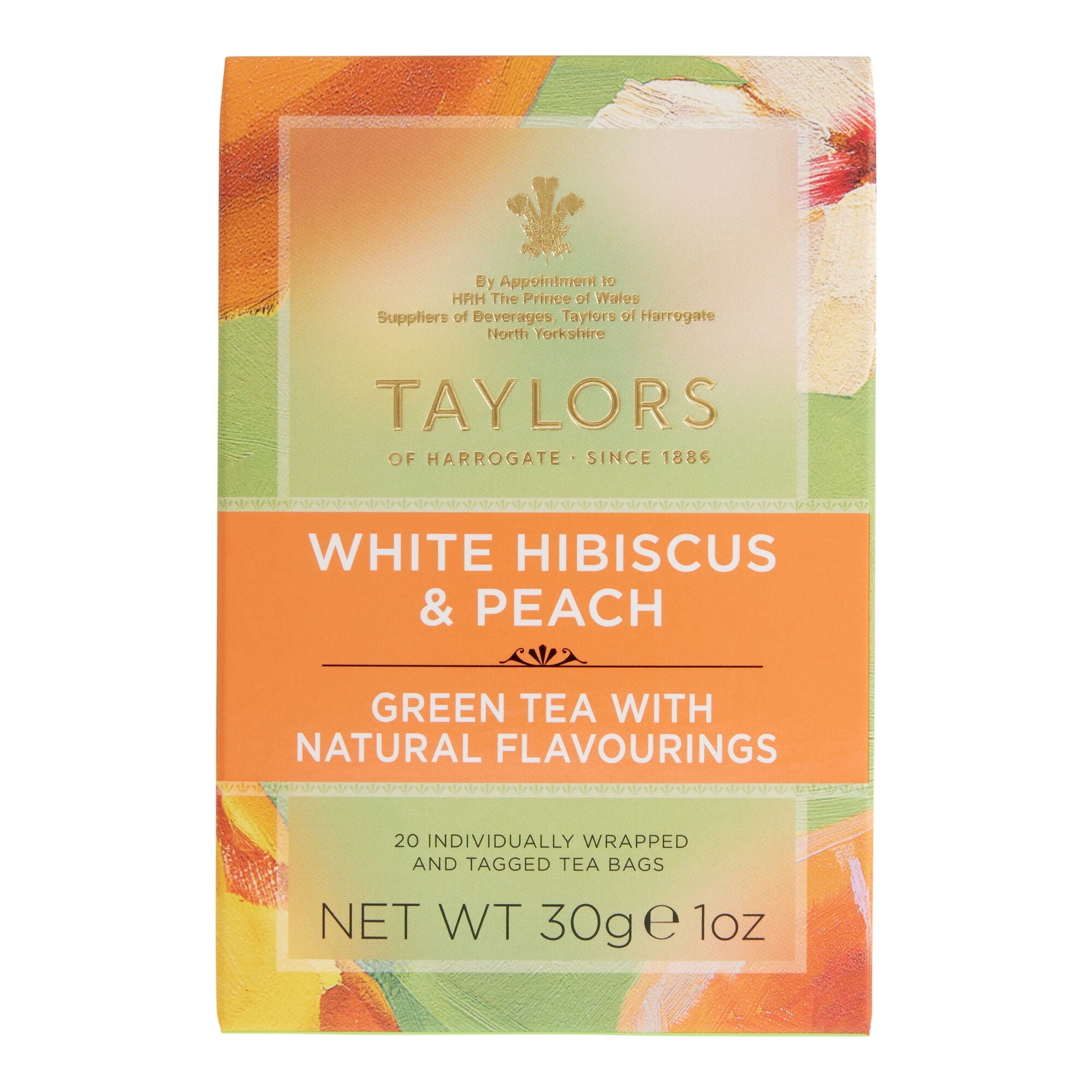 Taylors of Harrogate White Hibiscus Peach Green Tea 1 oz. Pack of 2