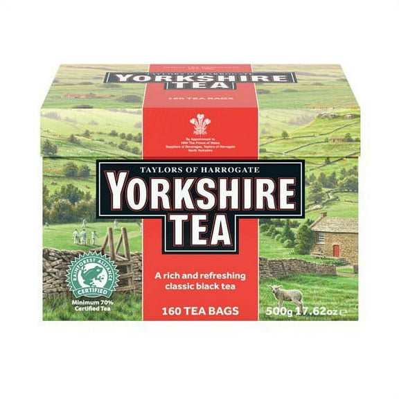 Yorkshire Tea, Red, Black Tea, Pillow Tea Bags, 160 Count (Pack of 1), Refreshing, Satisfying & Strong, Classic British Breakfast Blend, Caffeinated, Enjoy Hot or Iced, 160 Teabags