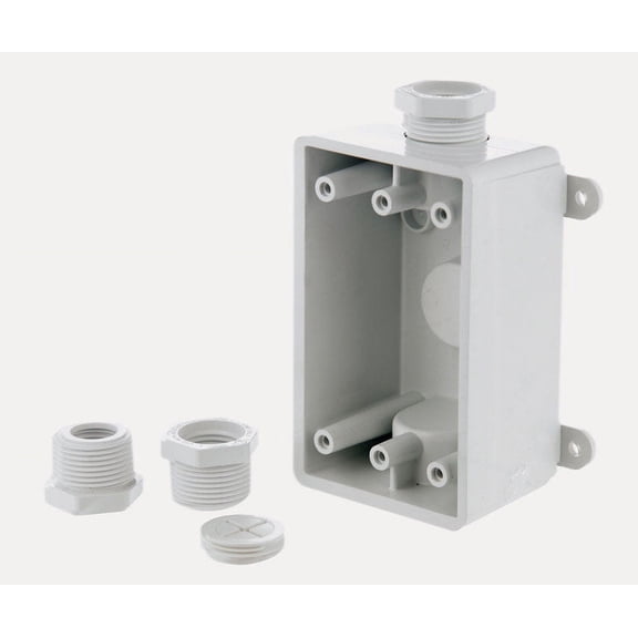 Taymac Plastic 1 Gang Outlet Box - Durable, Universal - White