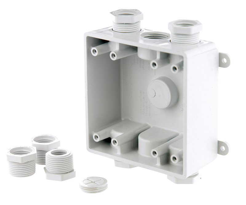 Taymac 3207768 4.63 in. Square Plastic 2 gang Outlet Box, White ...