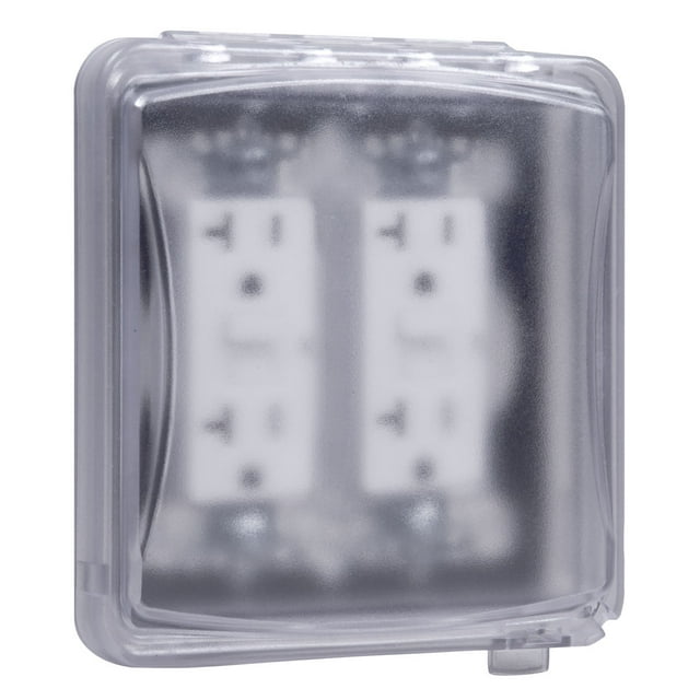 Taymac MM1410C 55-in-1 Configurations 2-Gang, Vertical Weatherproof Plastic Flat Cover, Clear