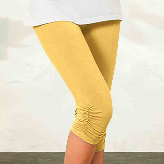 Taymeis Capri Leggings for Women Summer Knee Length Cutout Yoga Pants ...