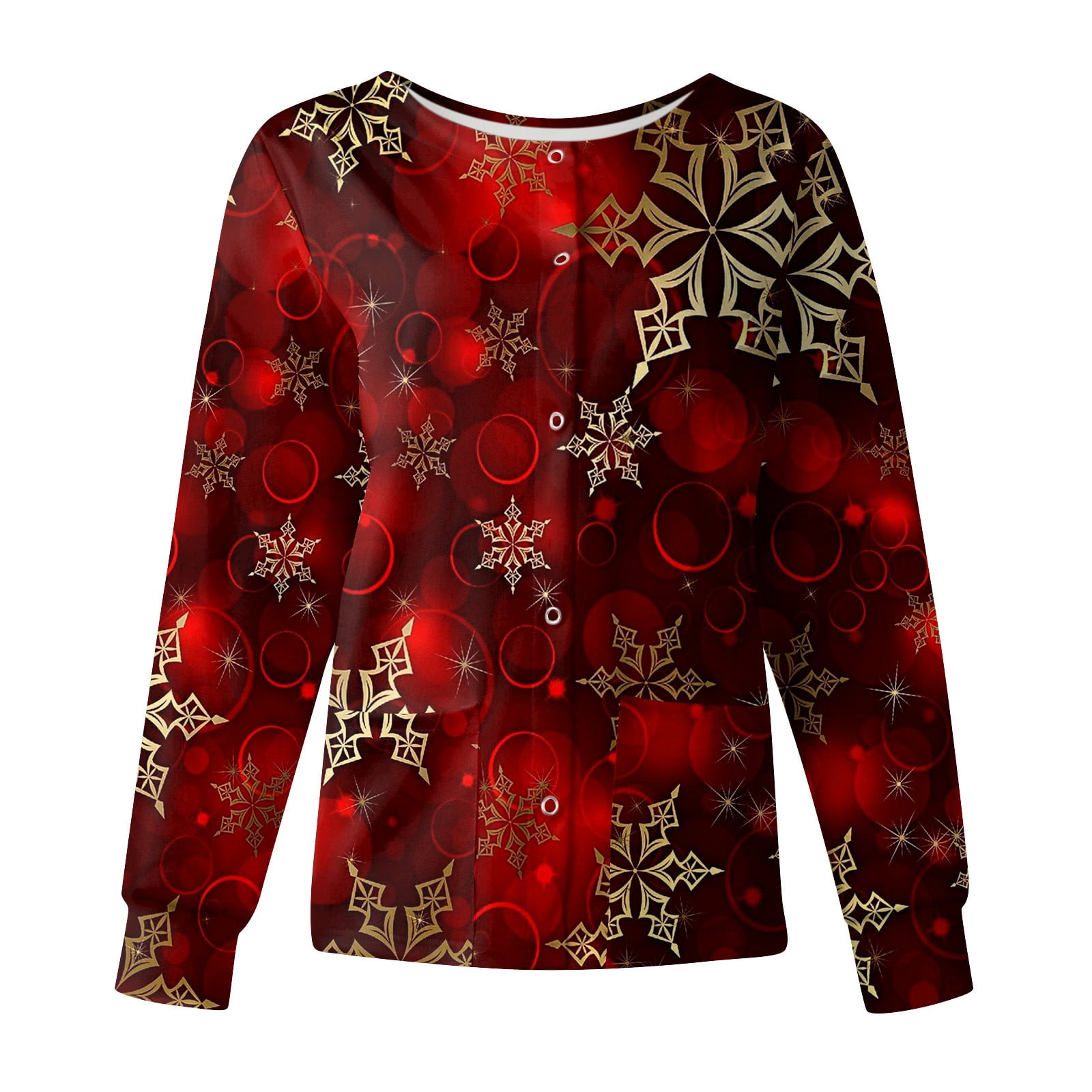 Taymeis Christmas Scrub Jackets for Women Clearance Cute Snowflake