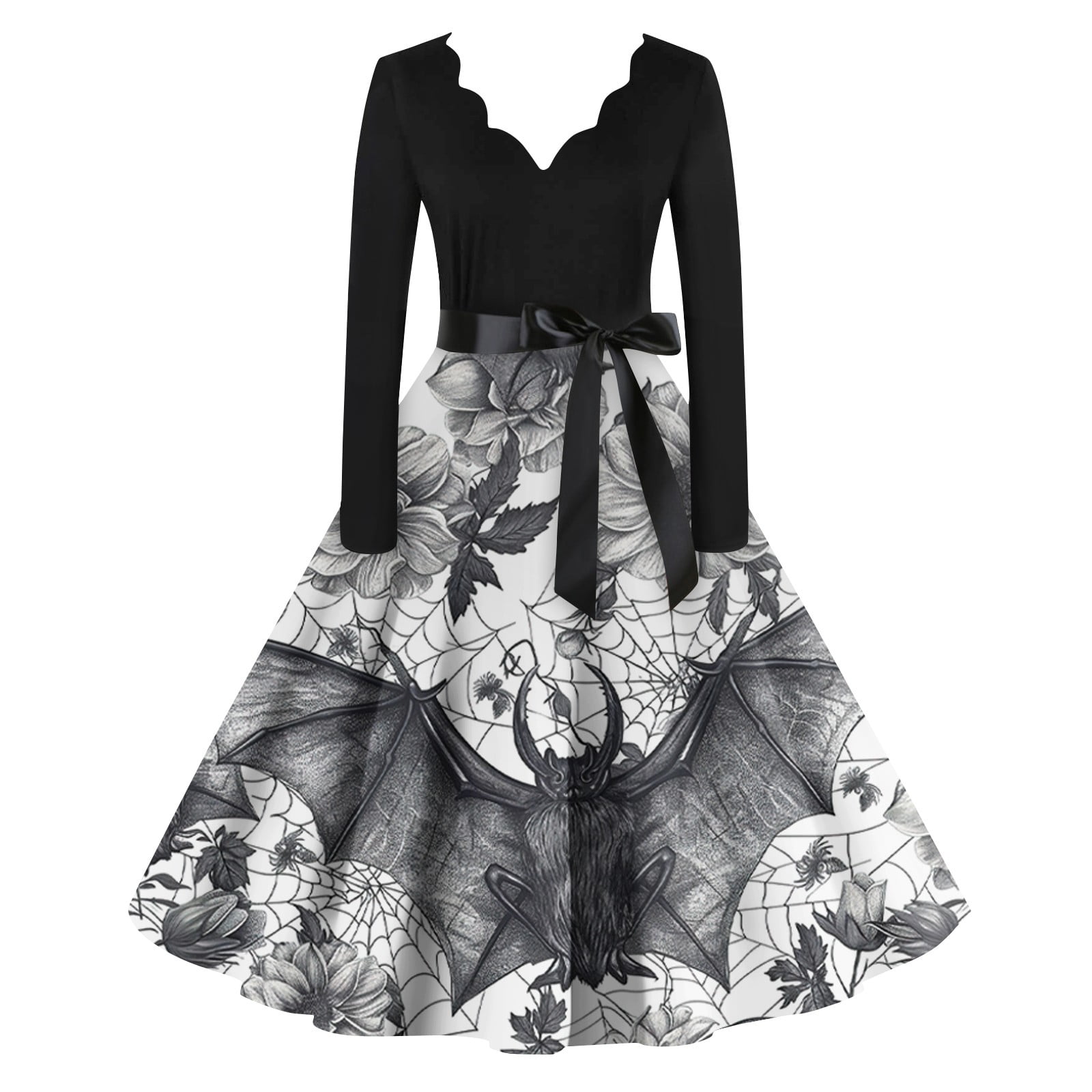 Taymeis Halloween Dresses for Women Long Sleeve 1950s Vintage Dress