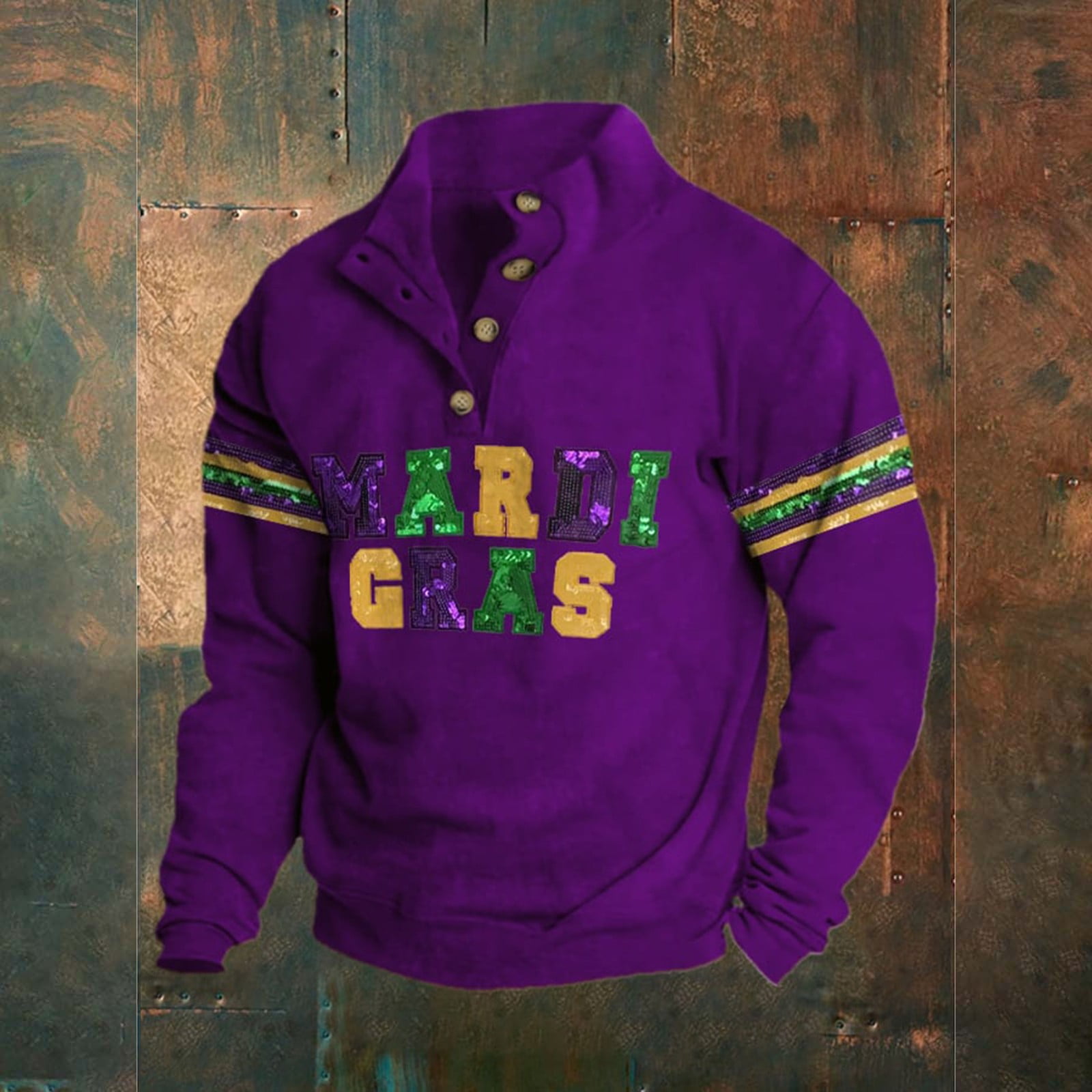 white collar mardi gras shirt