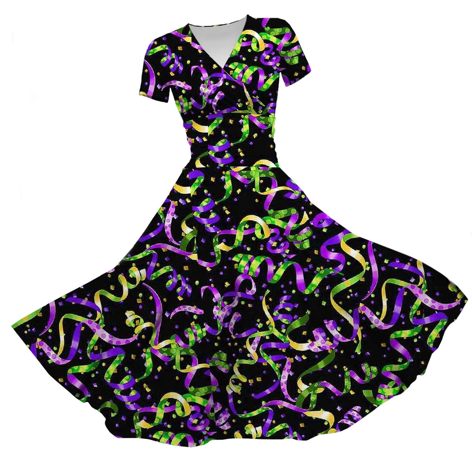 Taymeis Mardi Gras Dresses for Women 2024 Purple Plus Size Mask Print ...