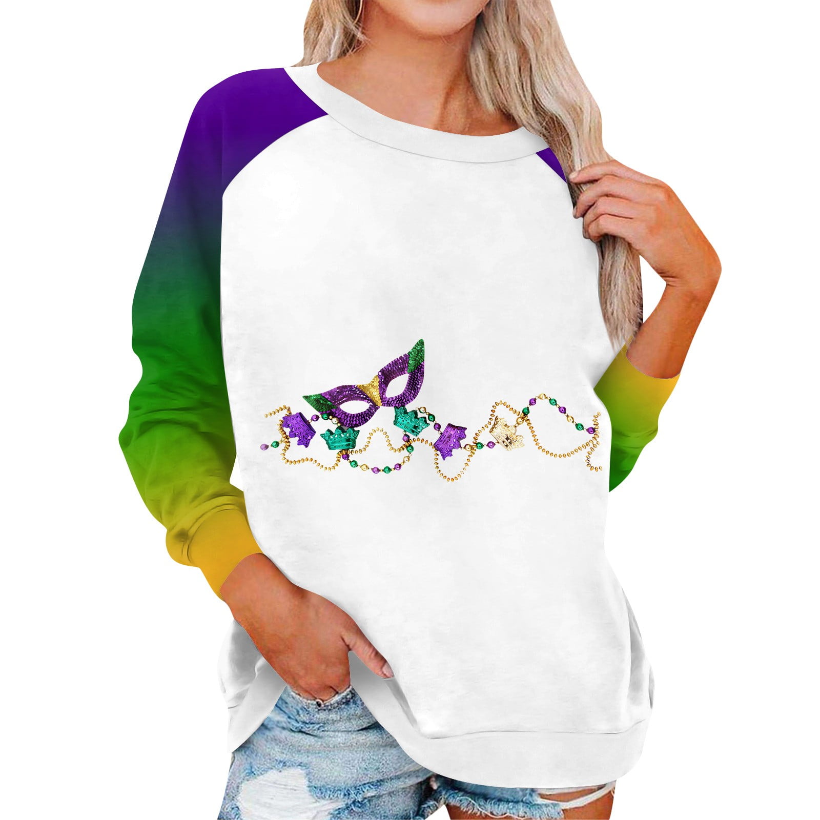 mardi gras long sleeve polo shirt