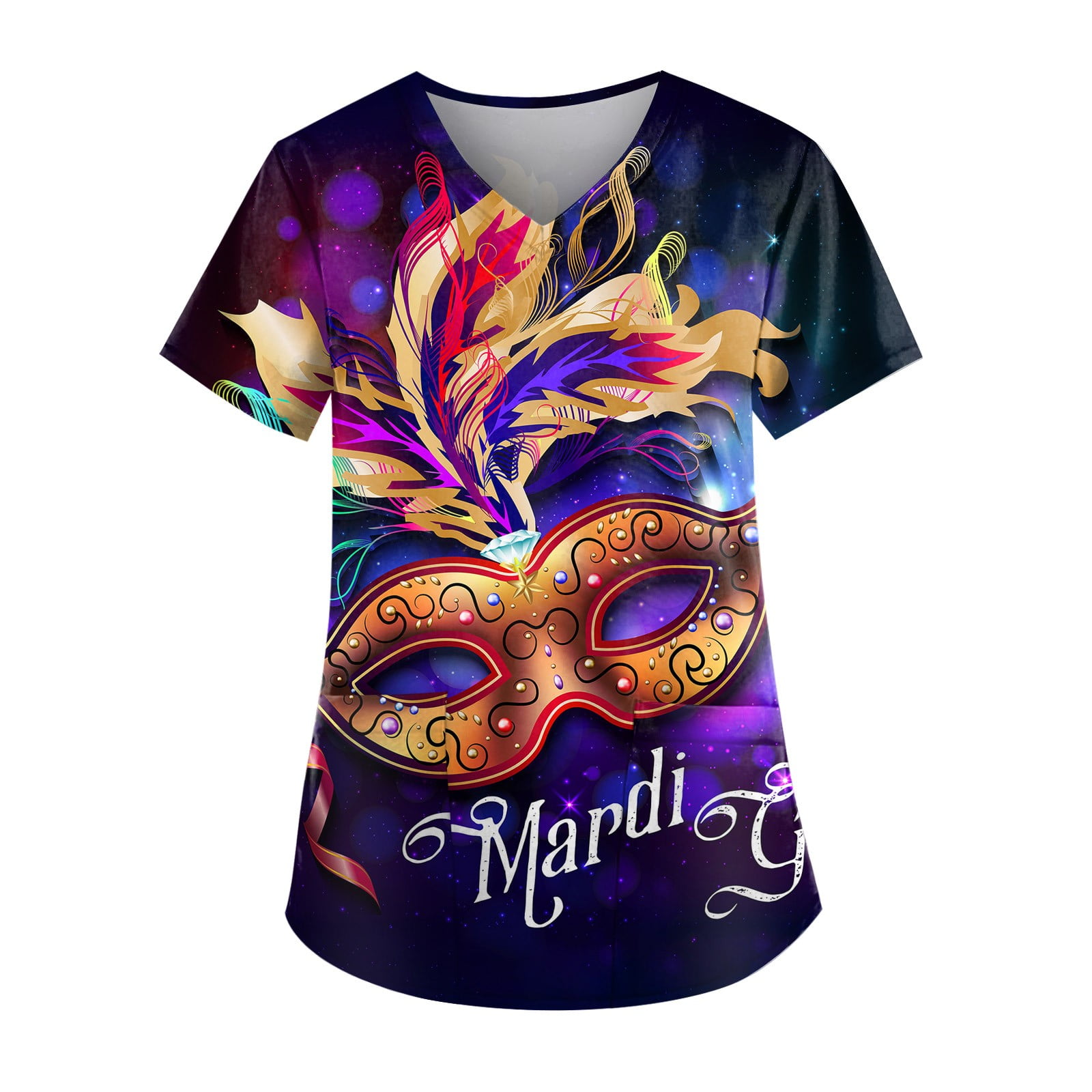 koi mardi gras scrub top