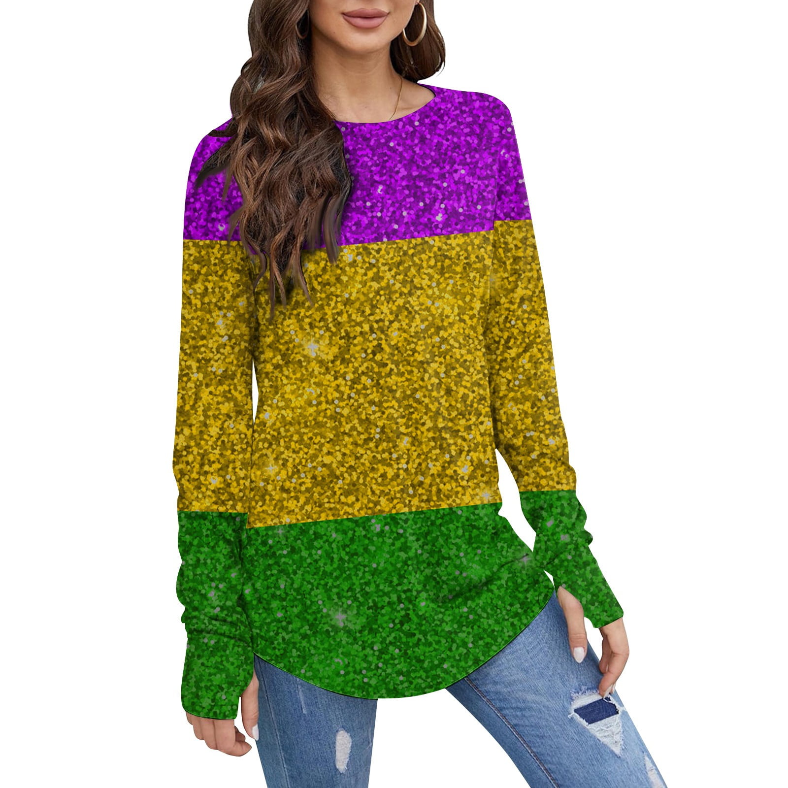 Taymeis Oversized Shirts For Women Casual Carnival Themed Sequin ...