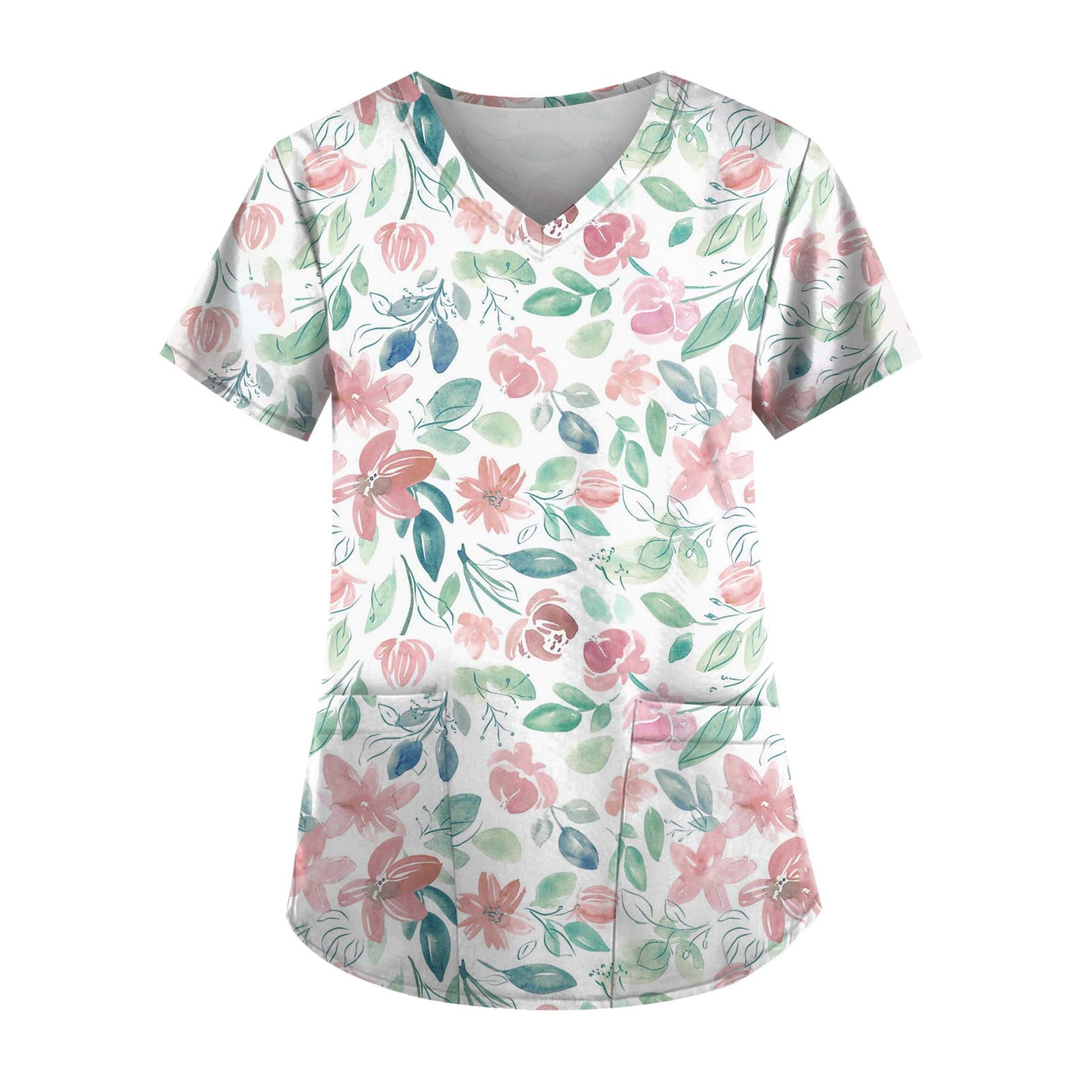 Taymeis Plus Size Scrub Tops for Women with Designs V Neck Short Sleeve
