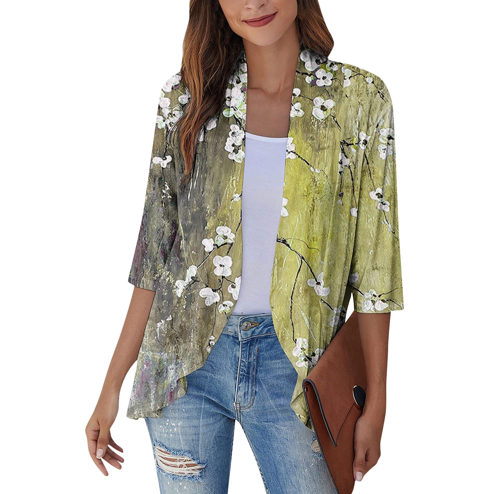 Plus Size Shrugs For Women 3x-4x SKSloeg Womens Kimono 3/4 Sleeve