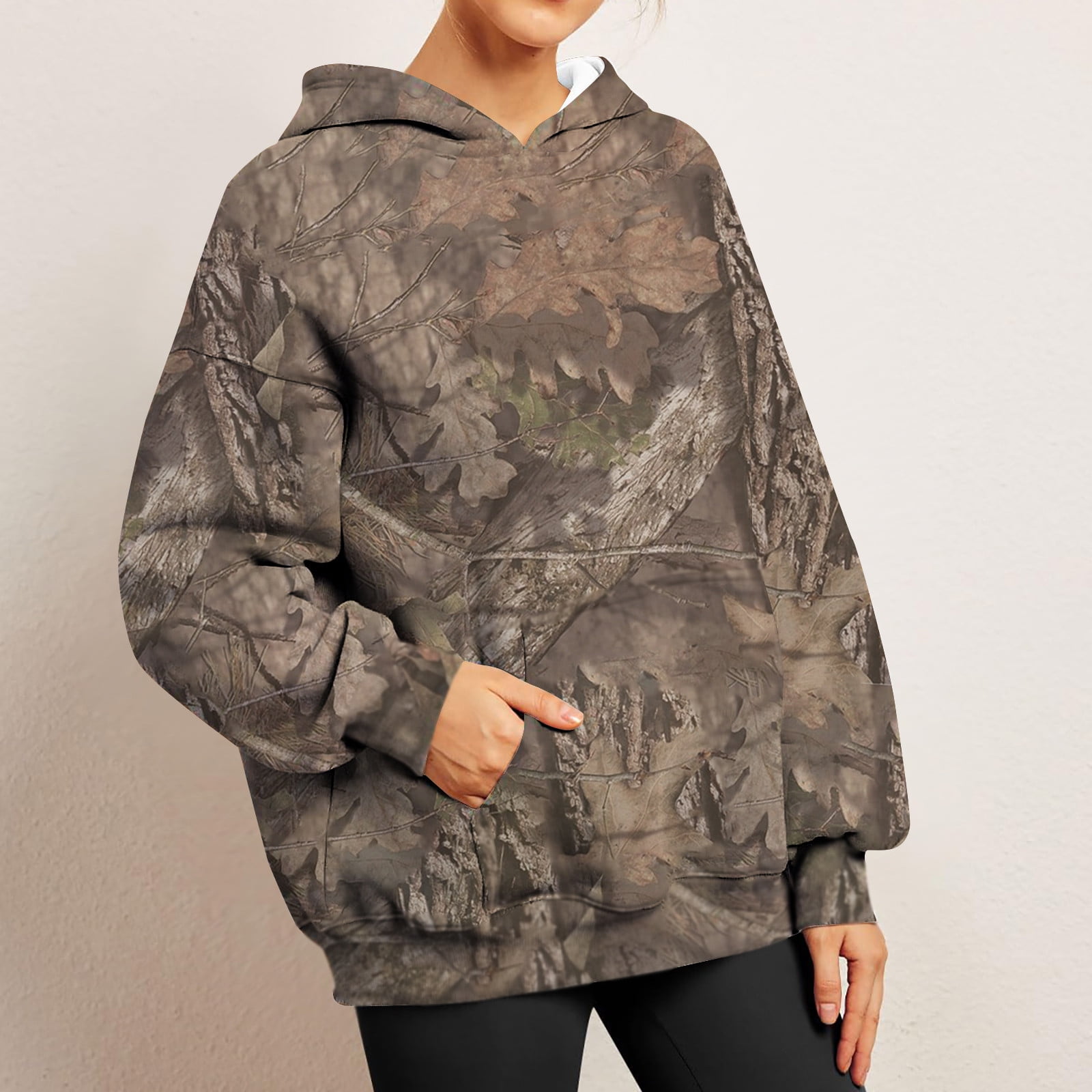 Taymeis Women's Camo Hoodie Maple Leaf Print Oversized Sweatshirt Fleece  Hooded Sweatshirts with Pocket Casual Fall Pullover,Army Green 3XL -  Walmart.com