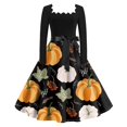 Taymeis Women's Halloween Dress Long Sleeve 1950s Retro Dresses Pumpkin