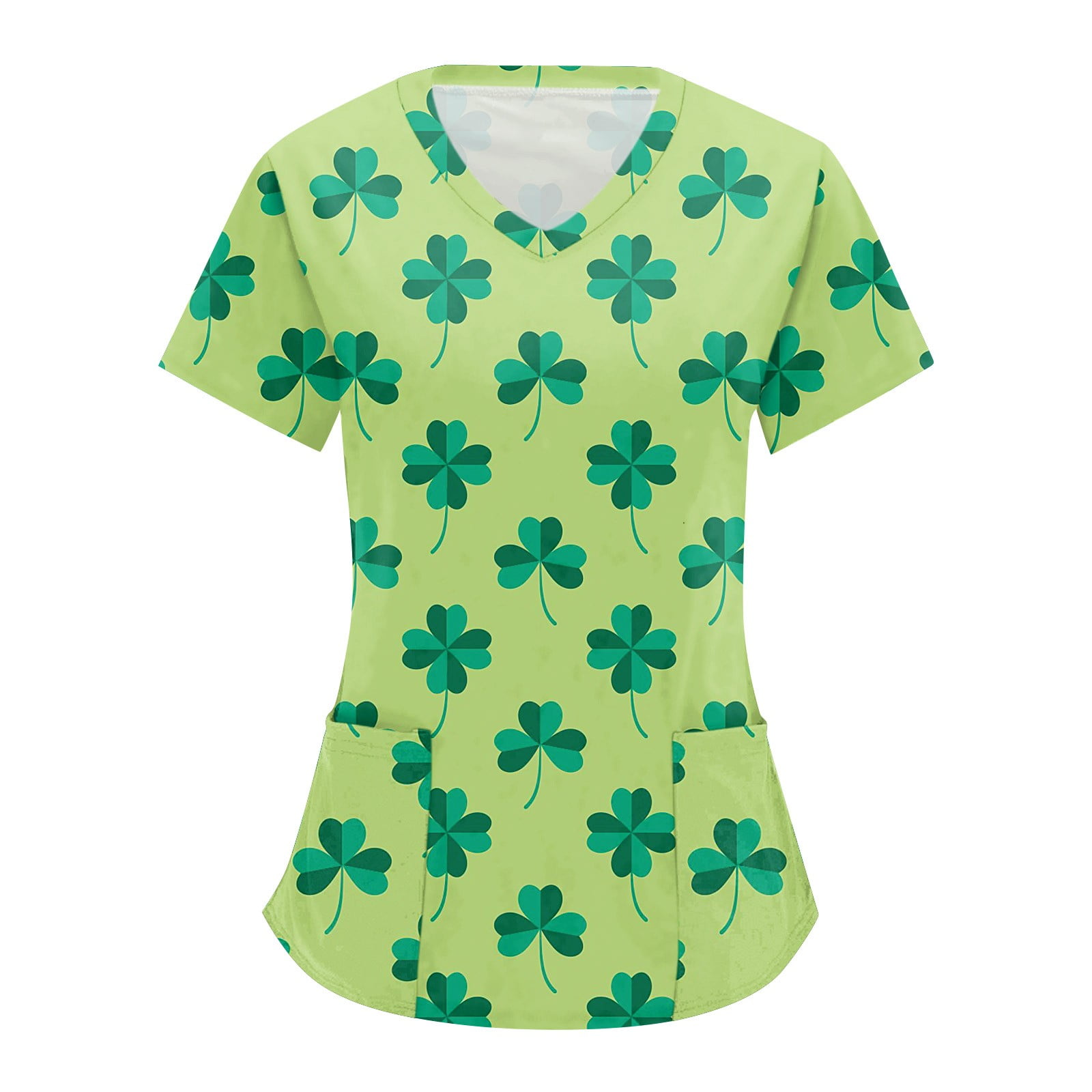 Taymeis Womens St. Patrick's Day Scrubs Tops Lucky Clover Printed Nurse ...