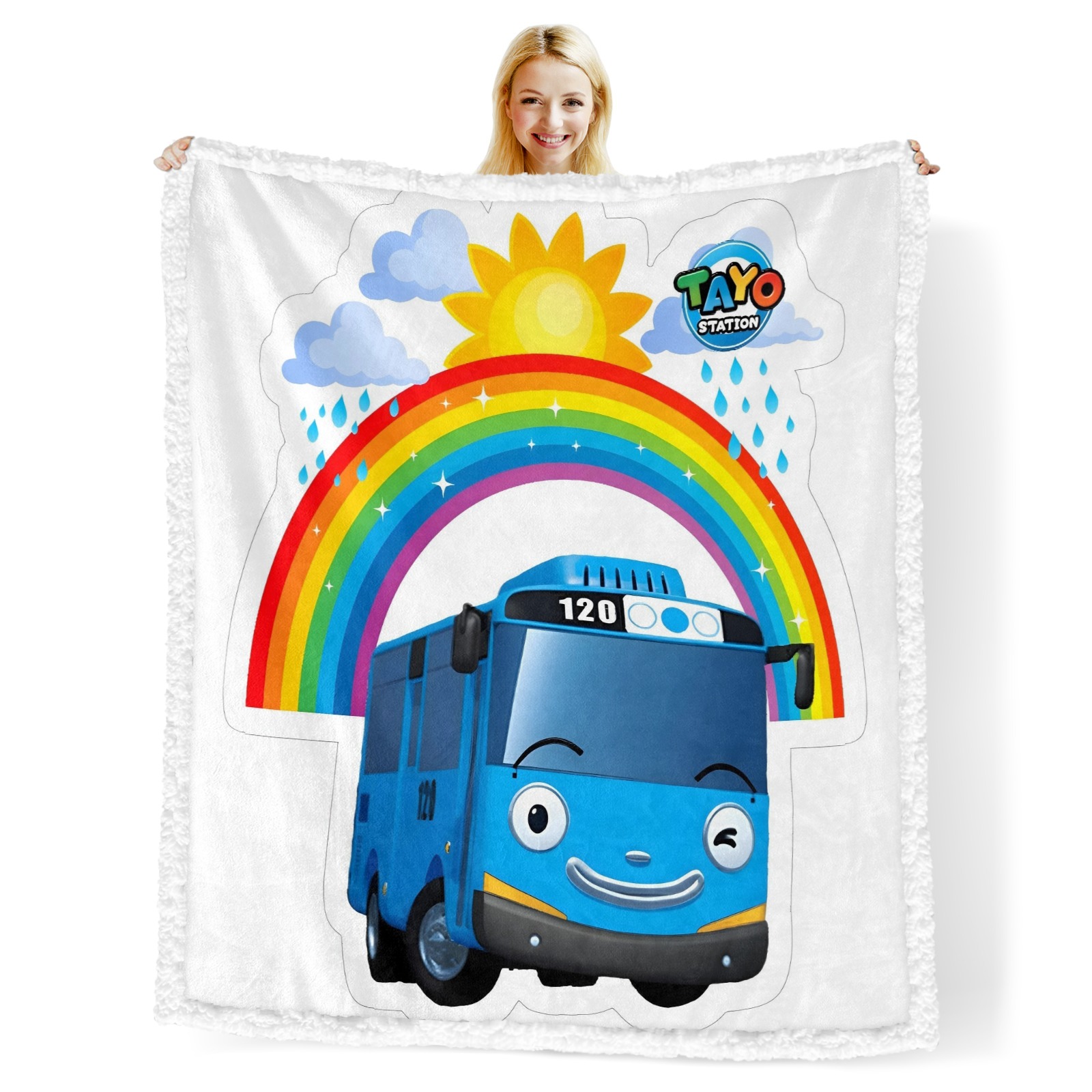 Tayo Pattern Tayo Little Bus High Definition Pattern 50 * 60 inch Flange Velvet ...
