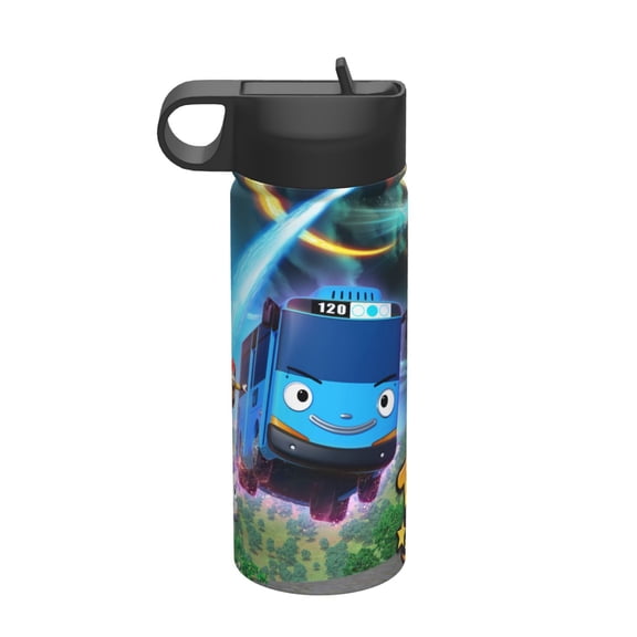 Tayo the Little Bus Kids Insulated Water Bottle With Straw - 18 Oz Stainless Steel Double Wall Vacuum Cup, Leakproof, Bpa Free, Suitable For Boys And Girls