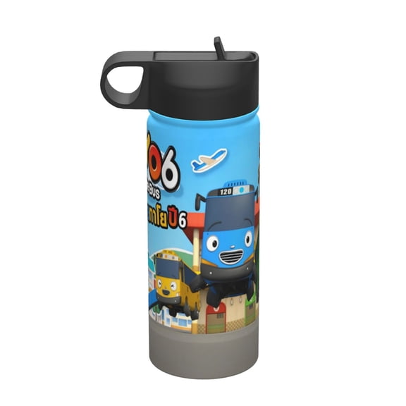 Tayo the Little Bus Kids Insulated Water Bottle With Straw - 18 Oz Stainless Steel Double Wall Vacuum Cup, Leakproof, Bpa Free, Suitable For Boys And Girls