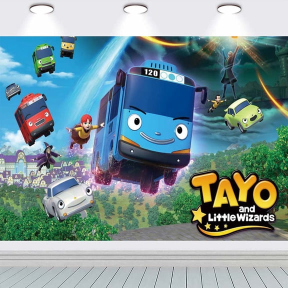 Tayo the Little Bus Birthday Party Supplies Banner Backdrop Background Taspestry Poster Wall Decor