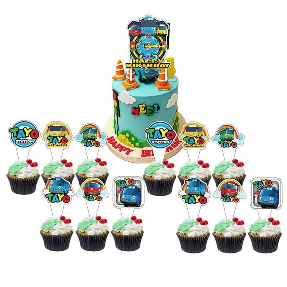Tayo the Little Bus Cake Topper CupcakeS Set Birthday Party Supplies Decoration Decor Kit