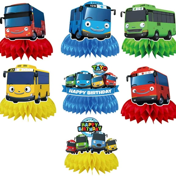 Tayo the Little Bus Centerpieces Honeycomb Table Toppers Decorations for Photo Props Birthday Party Decor Supplies