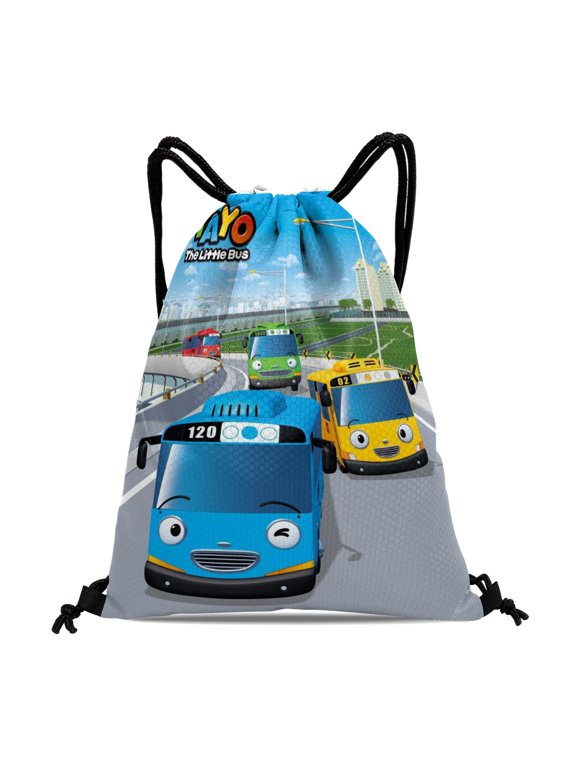 Tayo the Little Bus Drawstring Backpack Bag Party Favors Goodies Merch Gym Waterproof Swimming Beach Fans