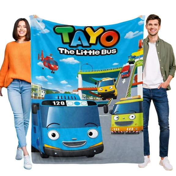 Tayo the Little Bus Flannel Blanket Fun and Cozy Throw Blanket Perfect for Bedroom Playroom or Travel Ideal Gift for Boys and Girls 30"x40"