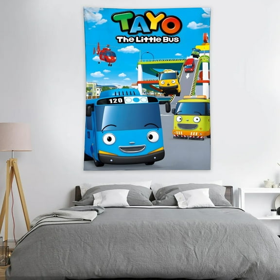 Tayo the Little Bus Tapestry - Poster Decoration Wall Art Background Large Bedroom Hanging Birthday Party Decoration 30x40in