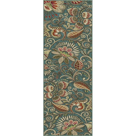 Tayse Area Rugs: Capri Rug: CPR1009 Blue: 2'3'' x 7'7'' Runner