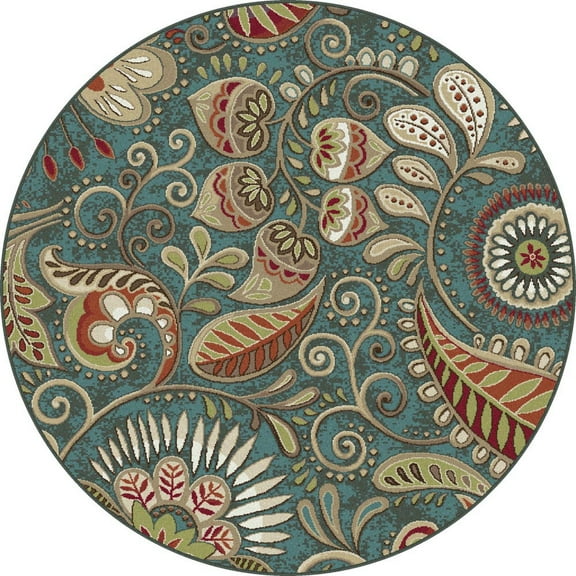 Tayse Area Rugs: Capri Rug: CPR1009 Blue: 5'3'' Round