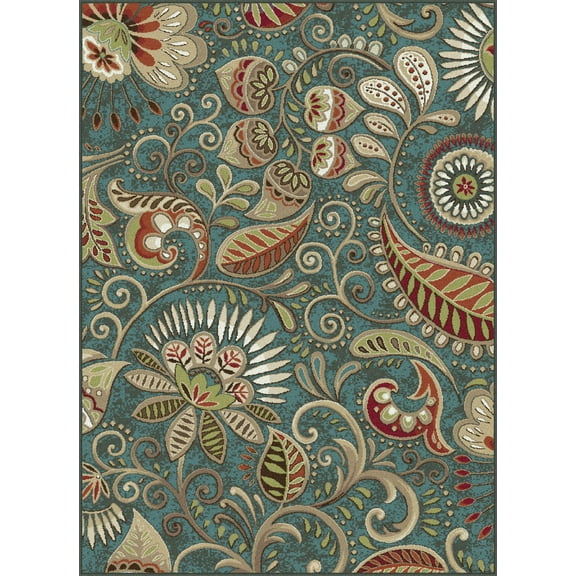 Tayse Area Rugs: Capri Rug: CPR1009 Blue: 5'3'' x 7'3'' Rectangle